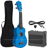 Ukelele Electroacustico Colores Amplificador Funda Cable Pua