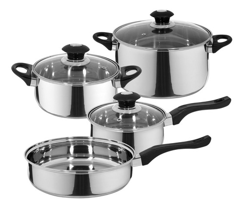 Batería De Cocina Fantuzzi Corazza Acero Set 7 Piezas