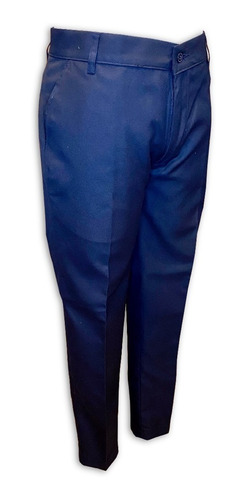 Pantalón Corte Recto Azul - Gabardina-.