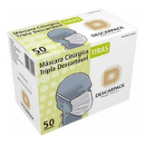 Máscara Tripa Descarpack Com Tiras - 50 Unidades Cor Branco