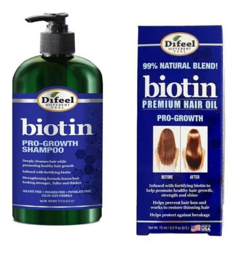 Difeel Shampoo + Aceite Biotina Anticaida Cabello, Fortalece