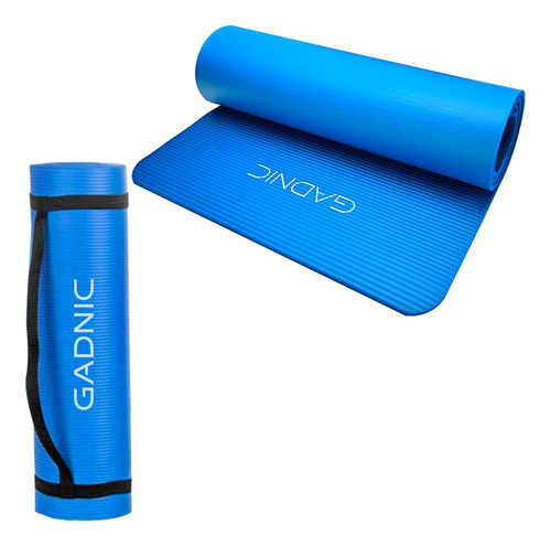 Mat Yoga 11 Mm Colchoneta Pilates Caucho Nbr 183x61 + Bolso Color Azul