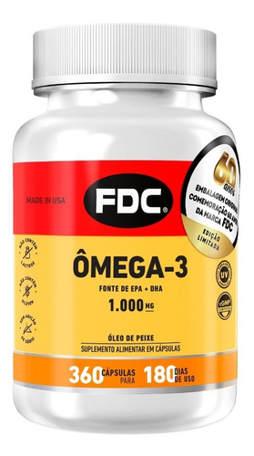 Omega 3 Fdc 360 Cápsulas Epa 1000 Mg Óleo De Peixe Importado