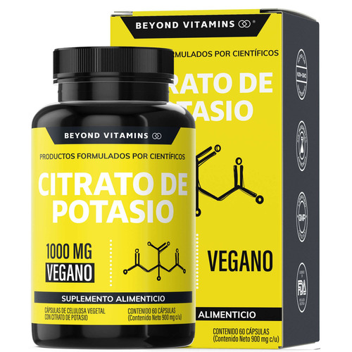 Citrato De Potasio 1000mg Con Platano En Polvo, Curcuma Y Semilla De Uva - Potassium Citrate- Sin Rellenos - 60 Cápsulas