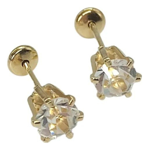 Aros Abridores Aritos Laminado Oro 24k Strass Cubic Blanco