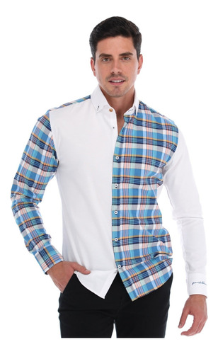 Porto Blanco Camisa Oxford Para Hombre Bloques De Color