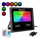 Reflectores Led Rgb De 50w Bylifity Ip66 Para Exterior Carcasa Negro