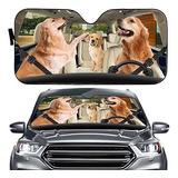 Protector Solar Para Auto Con Diseño De Golden Retriever