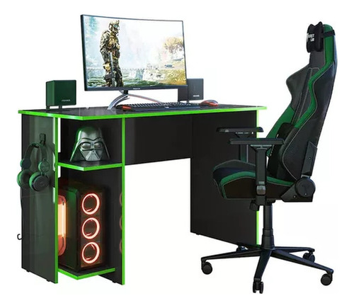 Escrivaninha Mesa De Computador Gamer Qmovi Verde