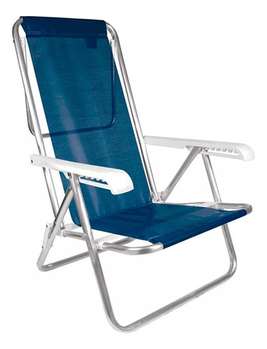 Reposera Sillón Playa Camping 8 Pos. Aluminio Mor Ct Color Azul