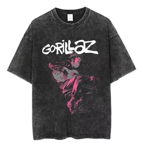 W. Camiseta Vintage Lavada Gorillaz The Now Now Álbum .g