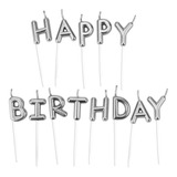 Velas Happy Birthday Cumpleaños Letrero Metalizado Pastel 