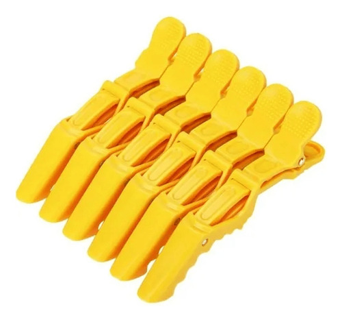 6 Unidades Presilha Prendedor Clips Crocodilo Cor Amarelo