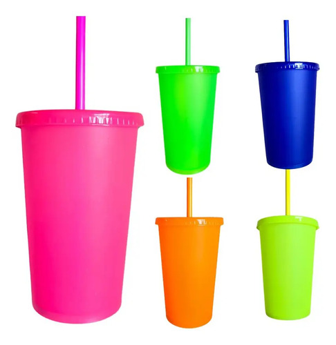 15 Vasos Reutilizable De 16 Oz + Tapa + Popote