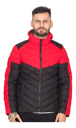 Jaqueta Puffer Masculina Gola Alta Capuz Removível Premium