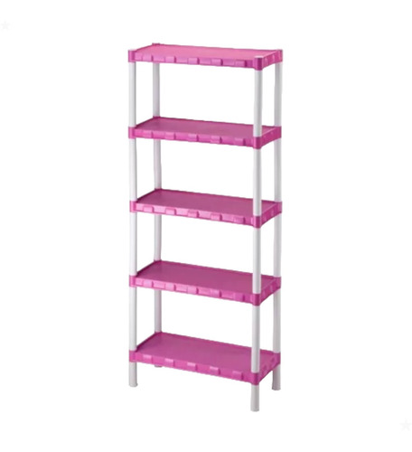 Estante Rosa Plástico 5 Prateleiras Brinquedos