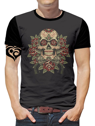 Camiseta Caveira Mexicana Plus Size Masculina Roupa