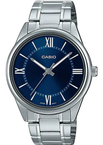 Reloj Casio Mtpv005 Hombre Acero Azul Blanco Full