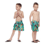Kit 7 Shorts Infantil Banho Mauricinho Tactel Coloridos
