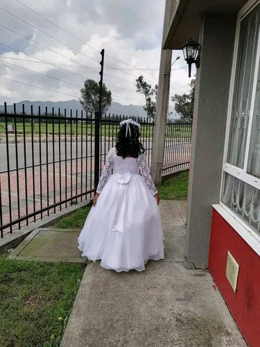 Vestido Primera Comunión Niña Talla 10-12, En Perfec Estado.