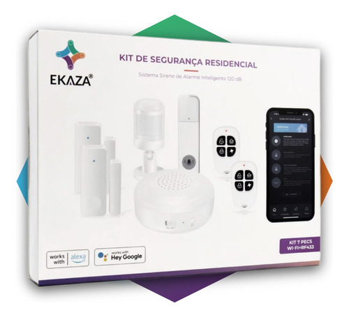 Kit Alarme Residencial Inteligente C/ 5 Sensores De Abertura