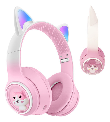 Audifonos Bluetooth Diadema Orejas De Gato Led Ninos Mujer