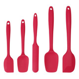 Espátulas De Silicona Kit Para Cocina Hornear Roja 5uds