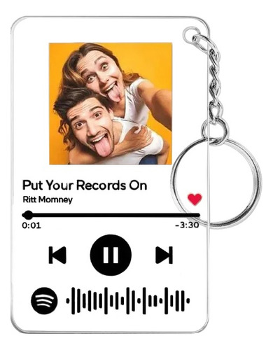 Llavero De Acrílico Con Código De Spotify Escaneable