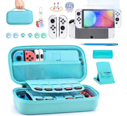 Kit De 18 Accesorios Estuche Para Nintendo Switch Oled Funda