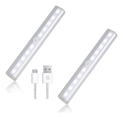 2 Barra Luz Led Con Sensor Movimiento Mueble Baño Cocina Top