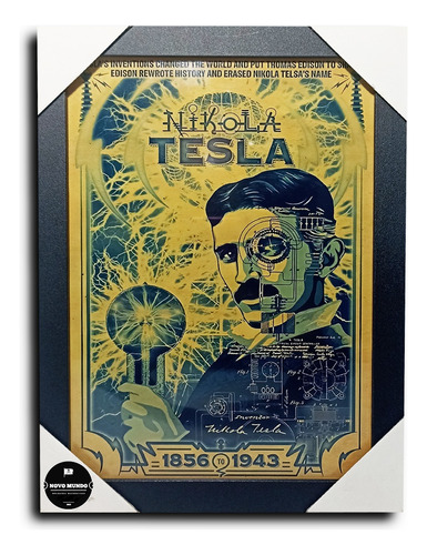 Quadro Nikola Tesla Engenheiro C/ Moldura E Acetato A4