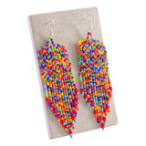  Aretes Multicolores Pendiente Largo Cristal Moda Mujer