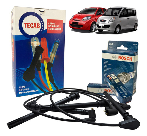 Kit Cabos De Ignição E Velas Bosch Chery Face 1.3 16v 2014