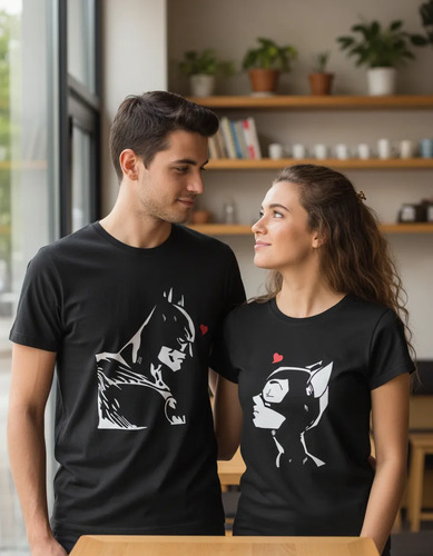 Playeras Dúo Pareja Batm Gat Novios Esposos Regalo