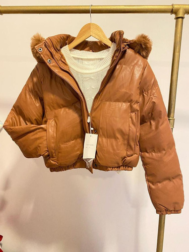 Campera Puffer Bomber Engomada Peluche Interior