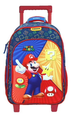 Mochila Escolar Mario Bros Primaria Con Carro Vs2107