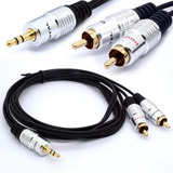 Cable Adaptador De Audio Aux 3,5mm A 2 Rca | Negro / 1m