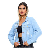 Jaqueta Jeans Feminina Com Lycra Moda Blogueirinha Tendencia