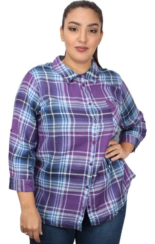 Camisa Mujer Escocesa Cuadrille Colores Amplia Importada