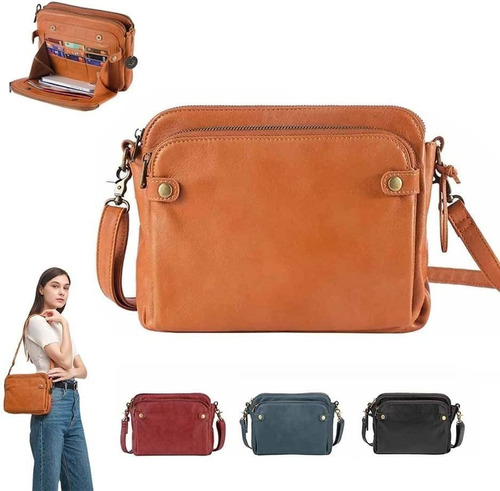 Bolso De Mujer Con Tres Capas De Cuero Retro