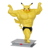 Figura De Acción Pikachu Musculoso Con Base Coleccionable  