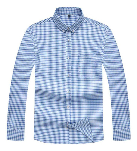 Camisa A Cuadros Para Hombre, Talla Grande, Casual, Solapa,