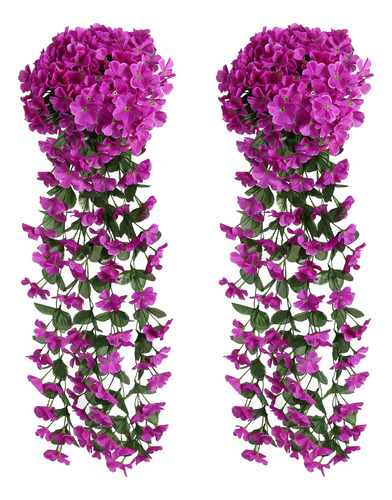 Flores Colgantes Artificiales De Hiedra Violeta 2 Unidades P