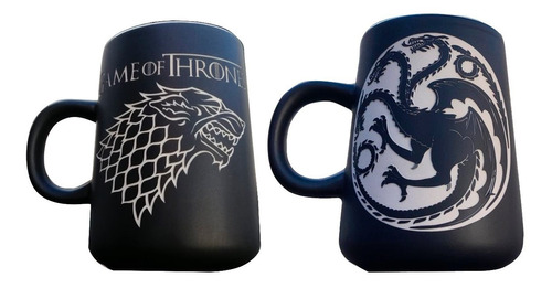 2 Tazas Grabadas Game Of Thrones Dragón Y Lobo