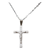 Cadena Collar Crucifijo Cruz Con Jesús Hombre Plata 925 + Ca