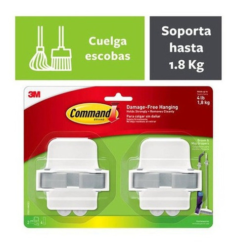 Ganchos 3m Command Sujeta Escobas Grandes X2