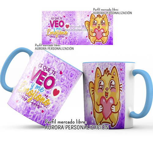 Mug Oreja Interior Azul Amor San Valentin Regalo Pareja 23