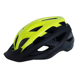 Capacete Asw Bike Fun Preto E Amarelo Fluor Com Led Traseiro Cor Preto - Amarelo Tamanho P/m