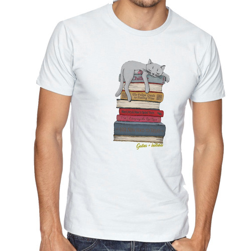 Camiseta Luxo Gatos Leitura Pilha Livros Cat Gatinho Dormind