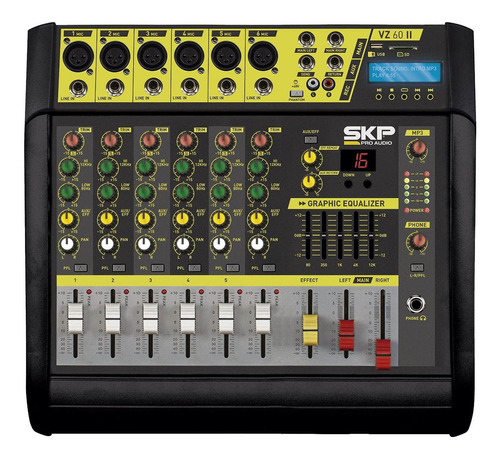 Mixer Skp Amplificado Vz-60ll 1600w Usb Mp3
